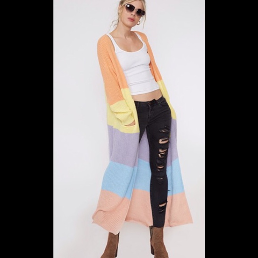 🌈 Color Block Rainbow Cardi